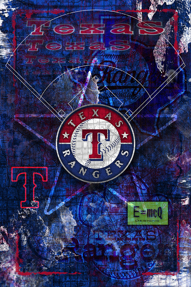 Texas Rangers Poster, Texas Rangers Artwork Gift, Rangers Layered Man –  McQDesign