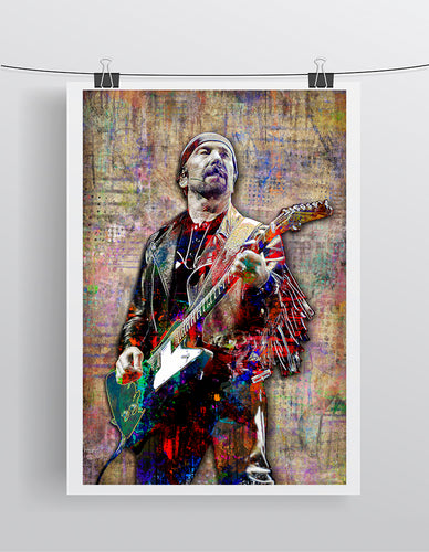 The Edge of U2 Poster, U2 Portrait Gift, The Edge Tribute Fine Art