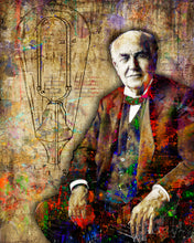 Thomas Edison Poster, Thomas Edison Gift, Inventer Colorful Layered Tribute Fine Art