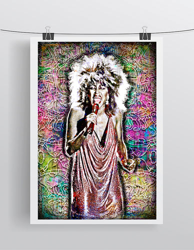 Tina Turner Poster, Tina Turner Portrait Gift, Tina Turner 2 Tribute Fine Art