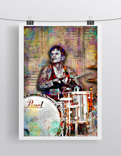 Tommy Lee Poster, Motley Crue Gift, Tommy Lee of Motley Crue Tribute Fine Art