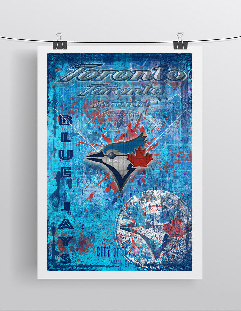 Toronto Blue Jays Poster, Toronto Blue Jays Artwork Gift, Blue Jays Layered Man Cave Art