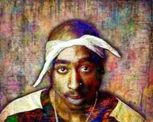 Tupac Poster, Tupac Close Up Portrait Gift, Tupac Memorial Colorful Layered Tribute Fine Pop Art
