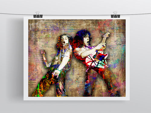 Van Halen Poster, David Lee Roth and Eddie Gift, Van Halen Tribute Fine Art