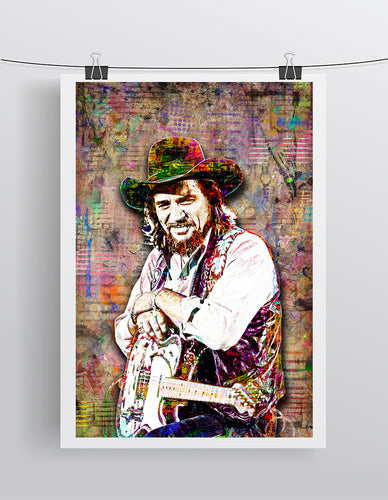 Waylon Jennings Poster, Waylon Jennings Gift, Country Tribute Fine Art