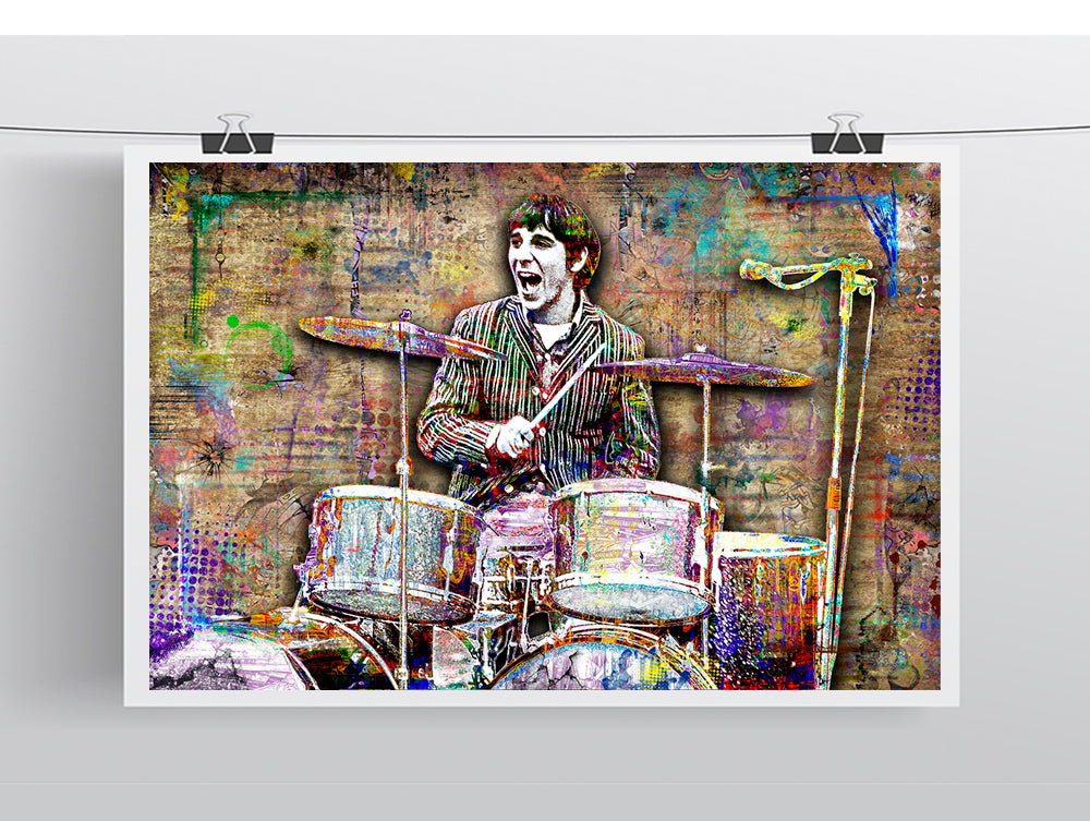 Keith Moon The Who Poster, Keith Moon The Who Drummer Tribute Fine Art