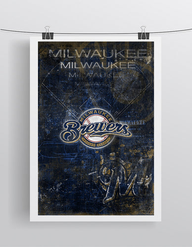 Milwaukee Brewers Poster, Milwaukee Brewers Artwork Gift, Brewers Layered Man Cave Art