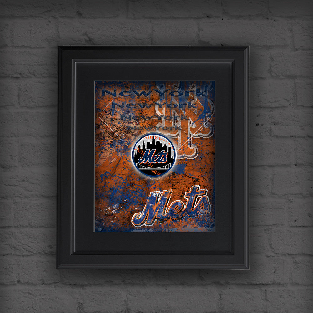 Mets Frame New York Mets Poster, New York Mets Artwork Gift, Mets Layered Man Cav ...