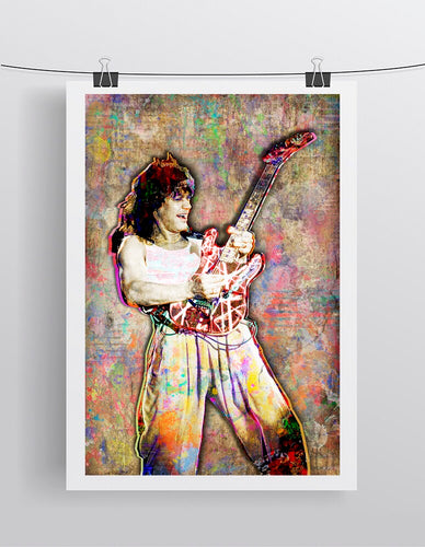 Eddie Van Halen Poster, Eddie Van Halen Gift, Van Halen Colorful Layered Tribute Fine Art