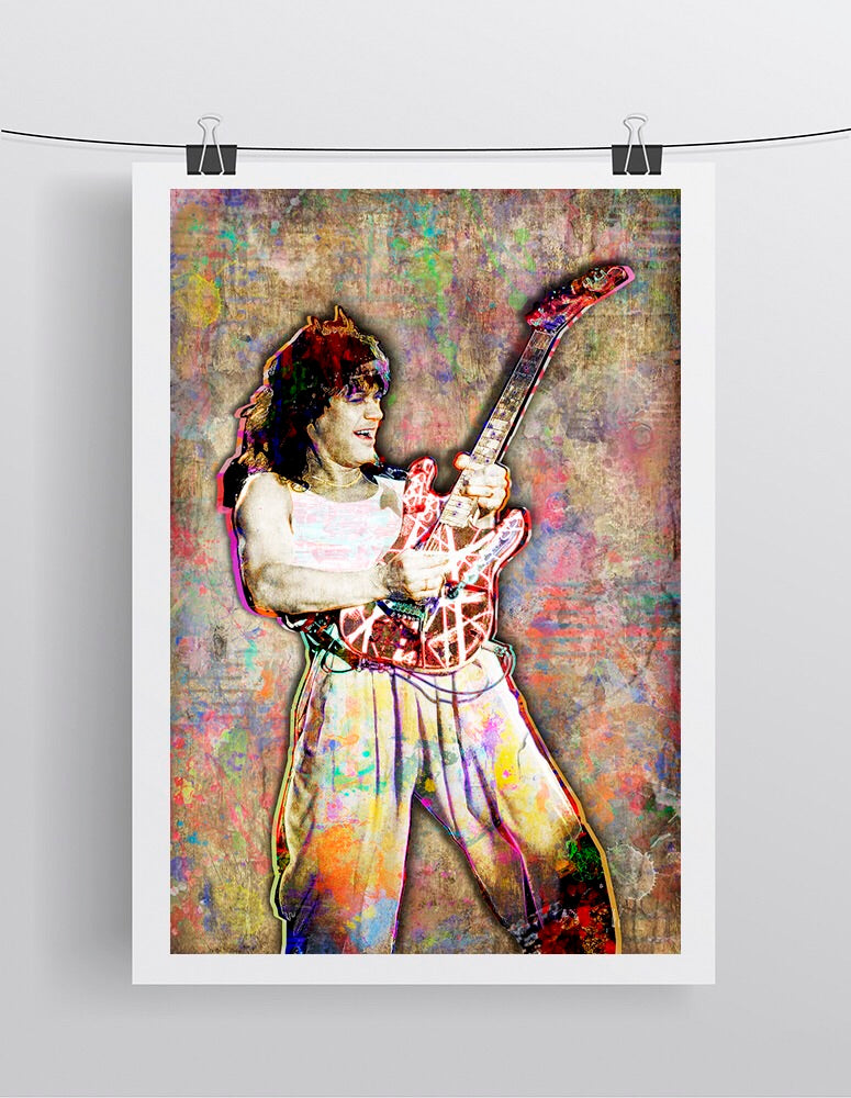 Eddie Van Halen Poster, Eddie Van Halen Gift, Van Halen Colorful