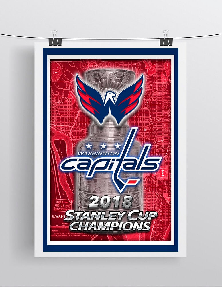WASHINGTON CAPITALS 2018 Stanley Cup Championship Map Poster